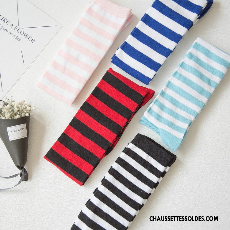 Chaussettes Longues Femme Mode 100% Coton Rayé Nouvelles Arrivées Long Stock Chaussettes En Coton Vert