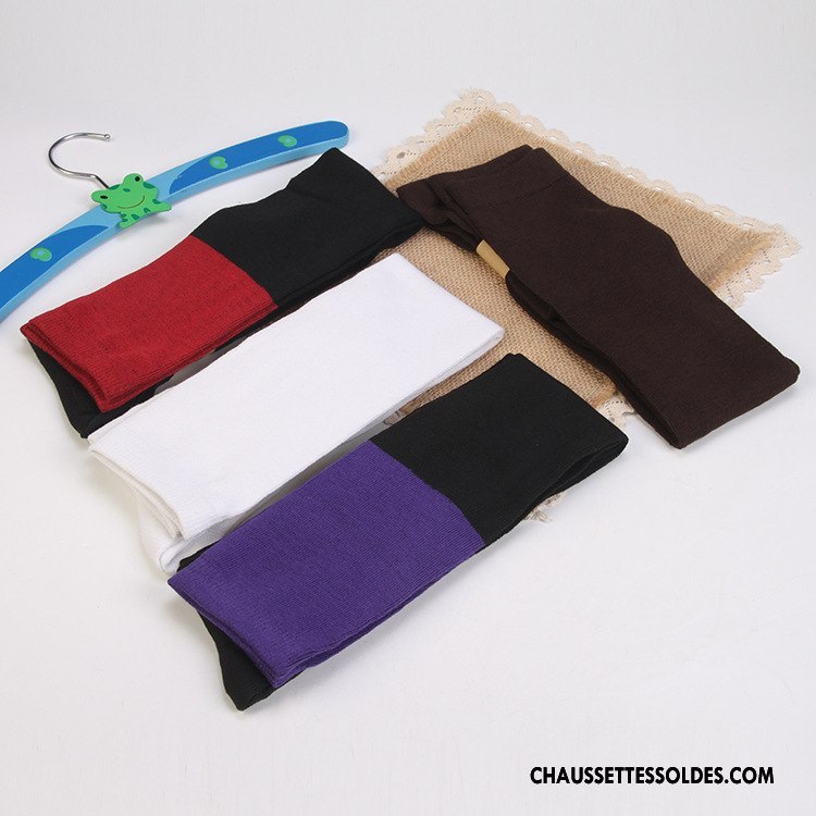 Chaussettes Longues Femme Mode Haute Dame Tous Les Assortis Mince Matelassé Couleurs Mixtes Violet