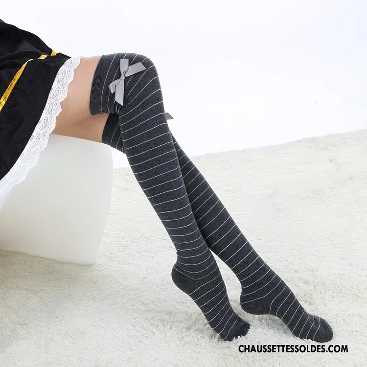 Chaussettes Longues Femme Mode Printemps Chaussettes En Coton Dame Long Stock Marque Or Gris