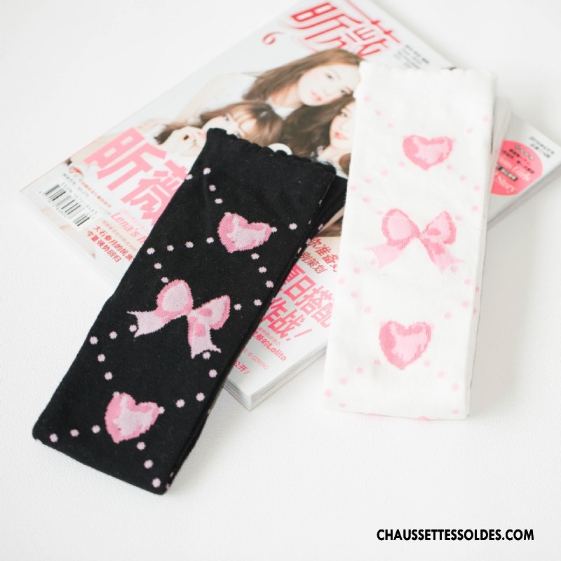 Chaussettes Longues Femme Printemps 100% Coton Nouvelles Arrivées Papillon L'automne Amour Blanc
