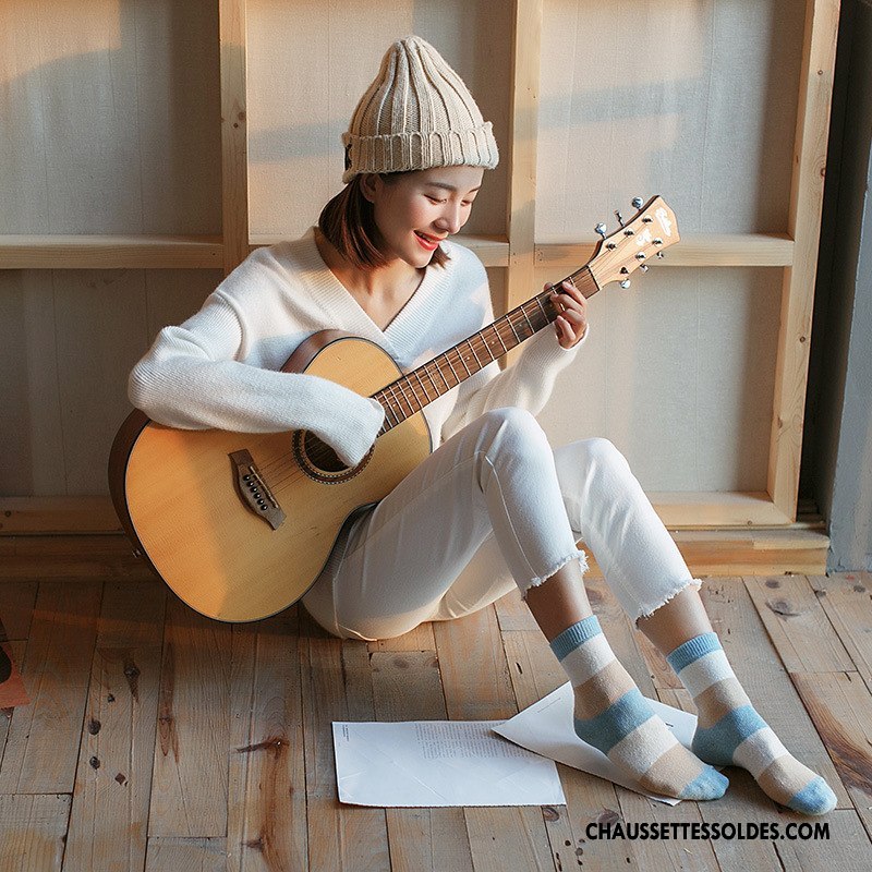 Chaussettes Longues Femme Simple Rayé Hiver Dame L'automne Hautes Coloré