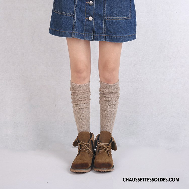 Chaussettes Longues Femme Thermiques Hiver Velours De Laine La Laine Marron / Brun