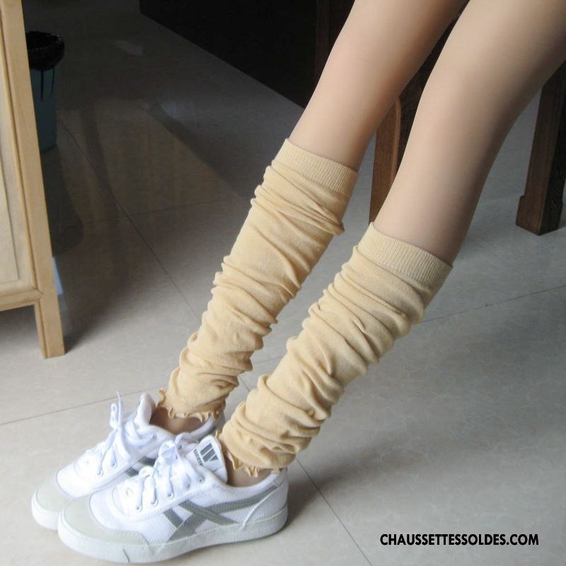 Chaussettes Longues Femme Très Mince Thermiques Yoga Équitation En Maille Danse Jaune