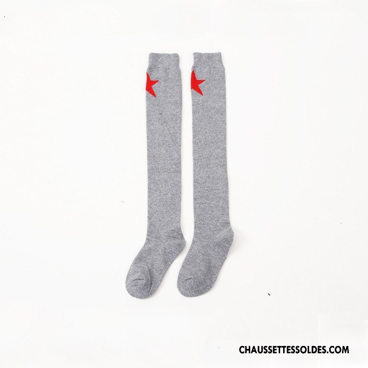 Chaussettes Longues Femme Vent D'université Super Star Hiver Élève Gros L'automne Gris