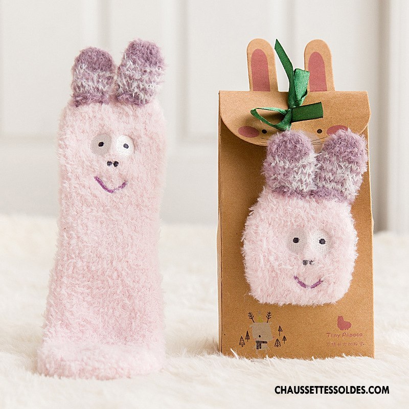 Chaussettes Longues Fille Antidérapant Long Stock Dimensionnel L'automne Cuir Suède Bébé Rose