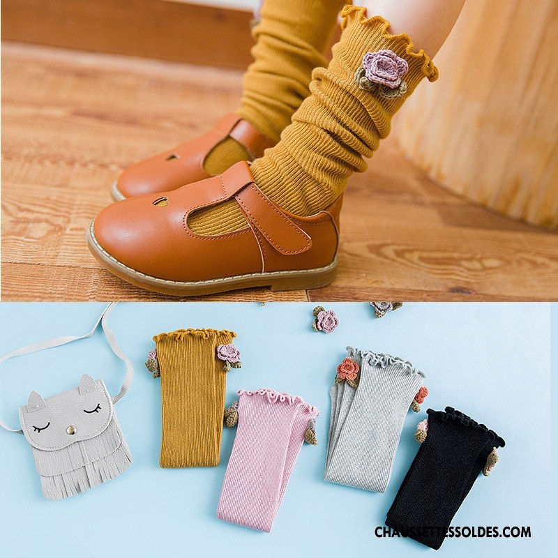Chaussettes Longues Fille Bois 100% Coton Long Stock Enfant Bébé Le Nouveau Jaune Or