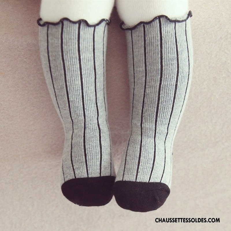 Chaussettes Longues Fille Bois Long Stock Milieu Bébé Ourlet Enfant Gris