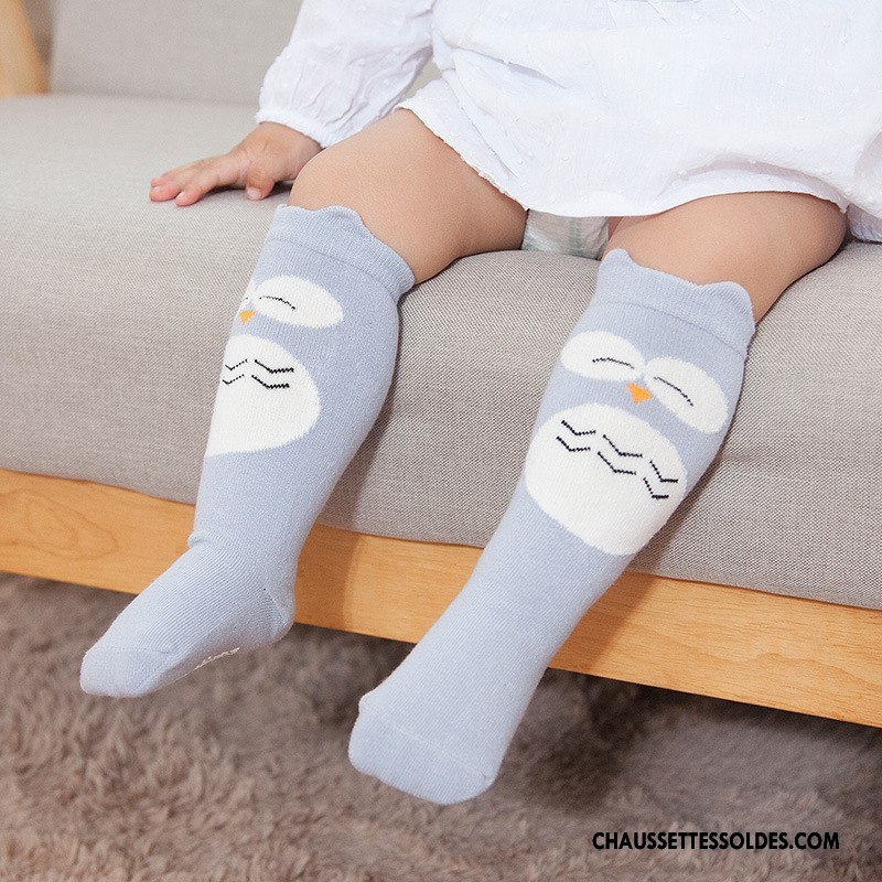 Chaussettes Longues Fille Bouche Libre Pur Bébé Antidérapant Dessin Animé L'automne Gris