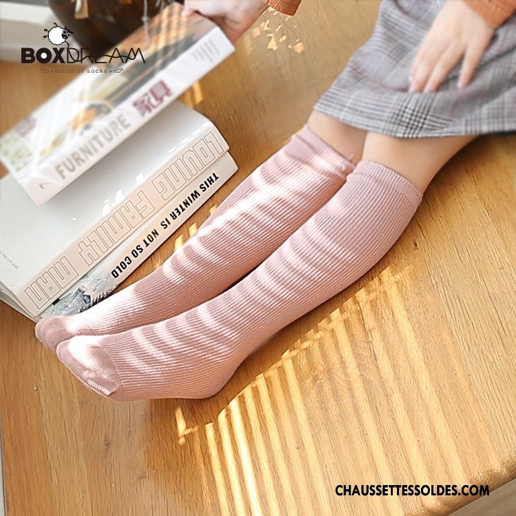 Chaussettes Longues Fille Bébé Coton Bio Le Nouveau Enfant Femme Printemps Pure Rose