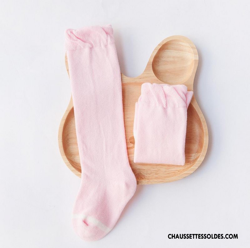 Chaussettes Longues Fille Bébé Enfant Printemps Matelassé Le Nouveau L'automne Rose