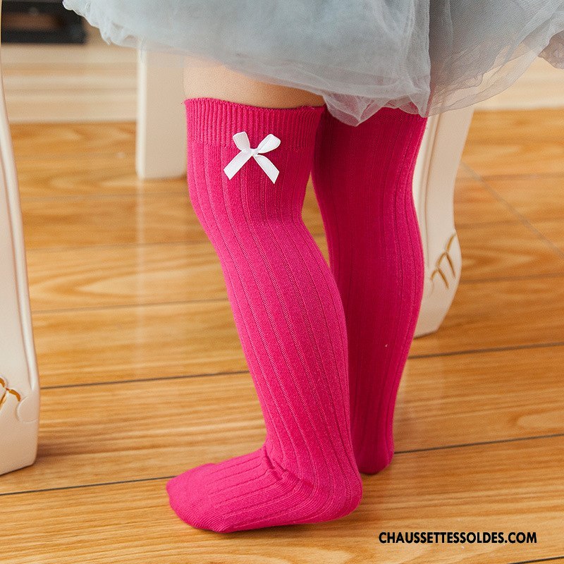 Chaussettes Longues Fille Bébé L'automne Matelassé Enfant Printemps Long Stock Pure Rouge