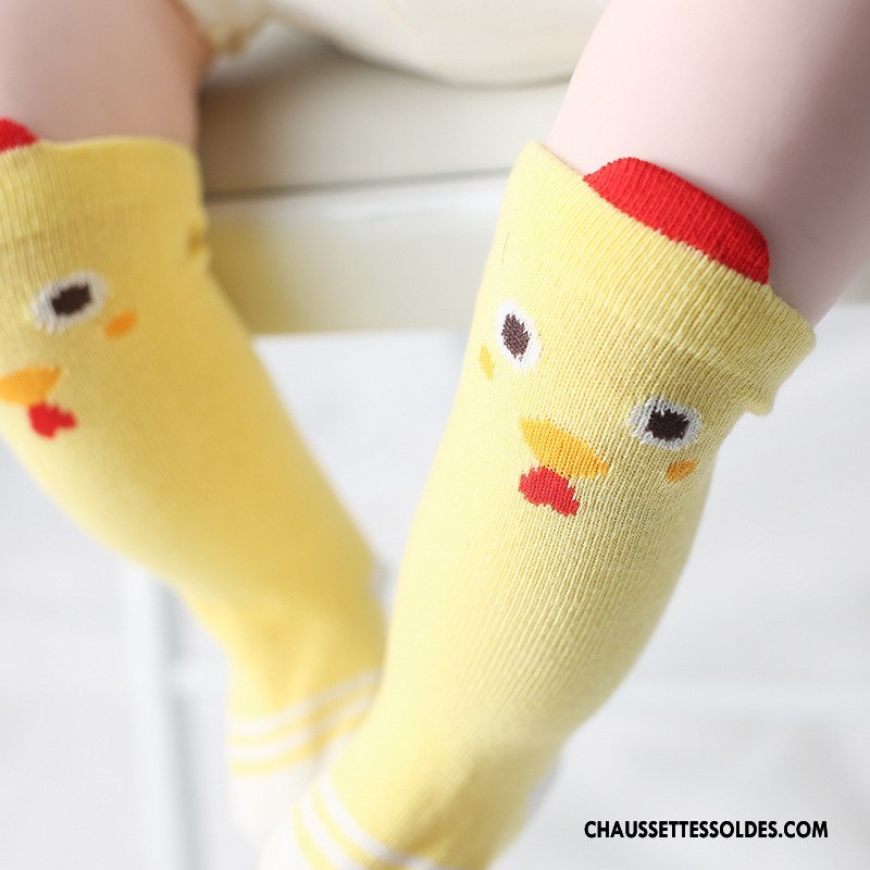Chaussettes Longues Fille Bébé Printemps Dimensionnel Antidérapant Enfant Long Stock Jaune
