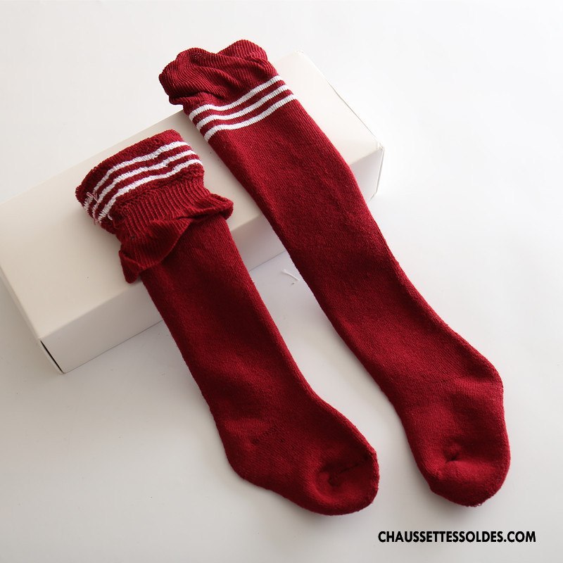 Chaussettes Longues Fille Bébé Renforcé Enfant Long Stock L'automne Hiver Bordeaux