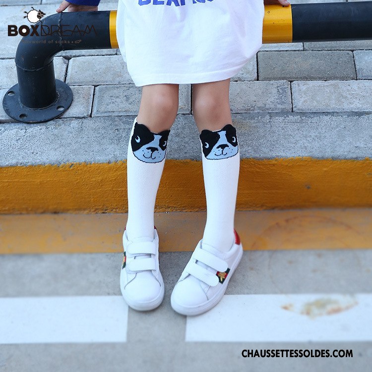 Chaussettes Longues Fille Dessin Animé Milieu Enfant Fleurs Chaussettes En Coton Le Nouveau Blanc