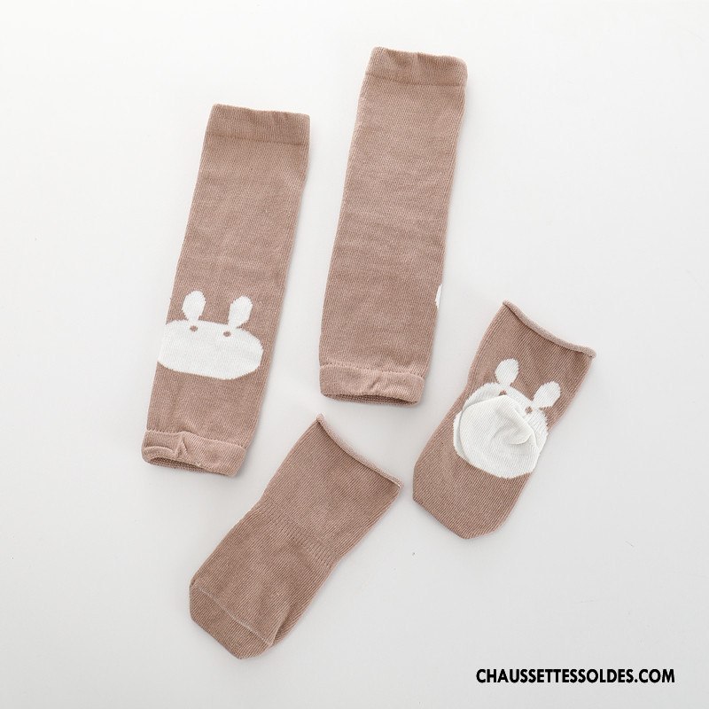 Chaussettes Longues Fille Dessin Animé Printemps Charmant Ensemble Bébé 100% Coton Marron