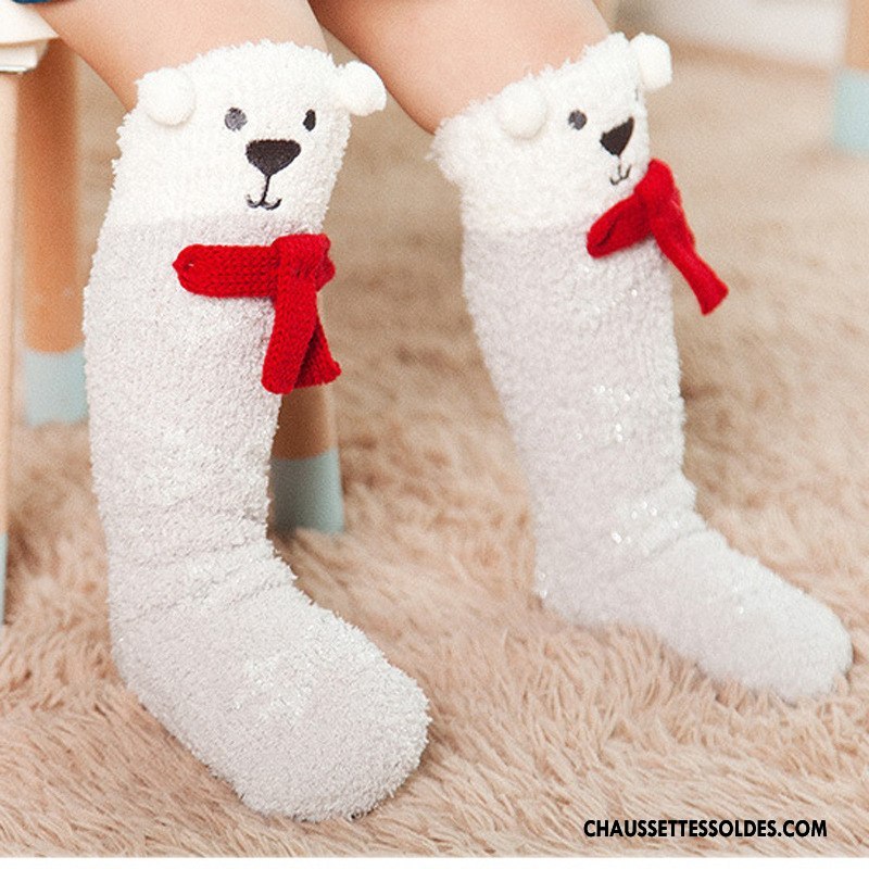Chaussettes Longues Fille Dimensionnel Hiver Enfant Thermiques L'automne Femme Blanc