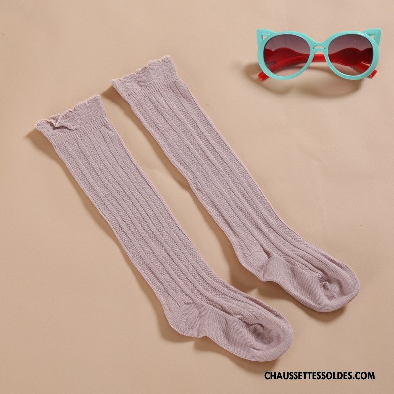 Chaussettes Longues Fille Enfant Bois Bébé Dentelle Bouche Libre 100% Coton Rose