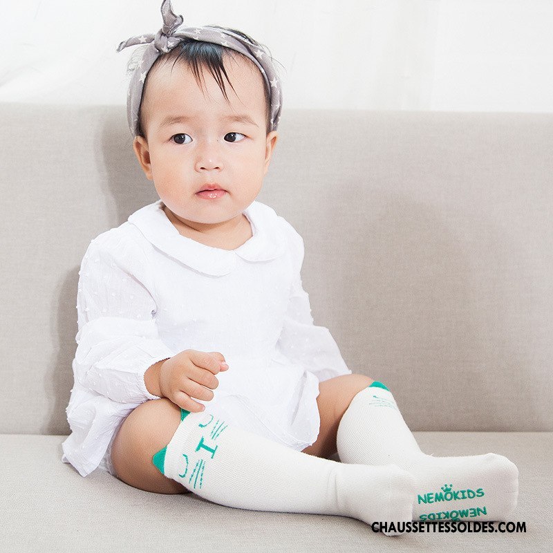 Chaussettes Longues Fille Enfant Bébé Chaussettes En Coton Printemps Antidérapant Bouche Libre Blanc