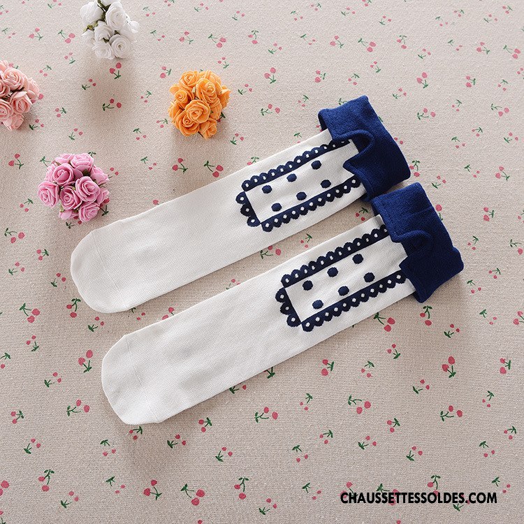 Chaussettes Longues Fille Enfant Bébé Genouillère 100% Coton Milieu Haute Blanc