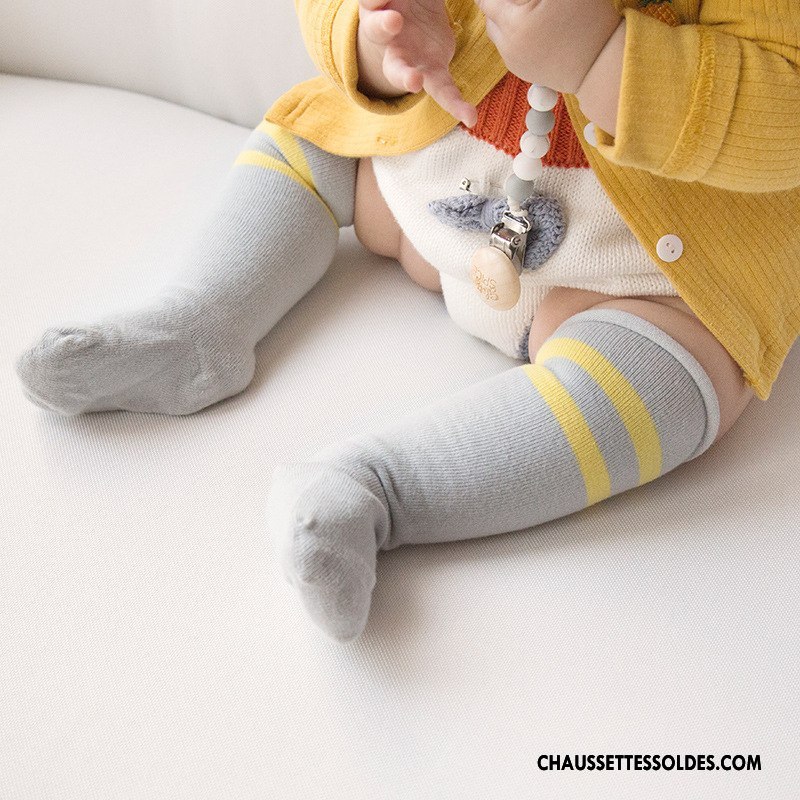 Chaussettes Longues Fille Enfant Bébé Long Stock Bouche Libre 100% Coton Le Nouveau Gris