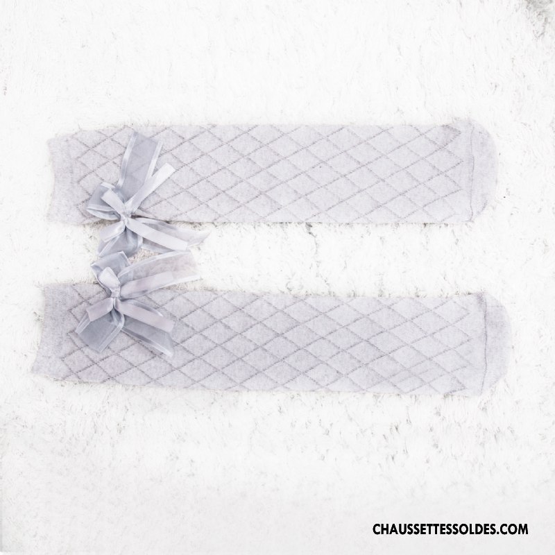 Chaussettes Longues Fille Enfant Charmant Milieu Princesse Engrener Carreaux Gris