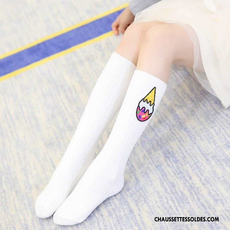 Chaussettes Longues Fille Enfant Crème Glacée Le Nouveau Matelassé Homme Long Stock Blanc