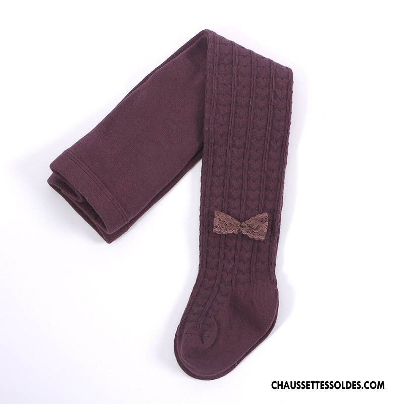 Chaussettes Longues Fille Enfant Guêtres 100% Coton Collant Panty Matelassé Dessin Animé Pure Marron / Brun