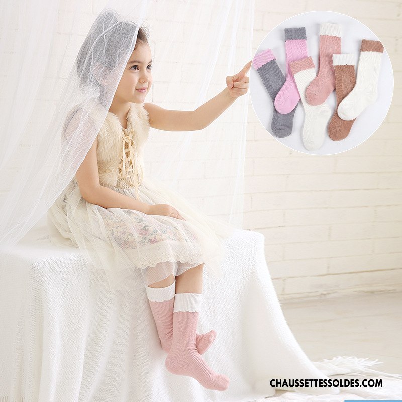 Chaussettes Longues Fille Enfant Hiver Pur Manuel Milieu L'automne Rose