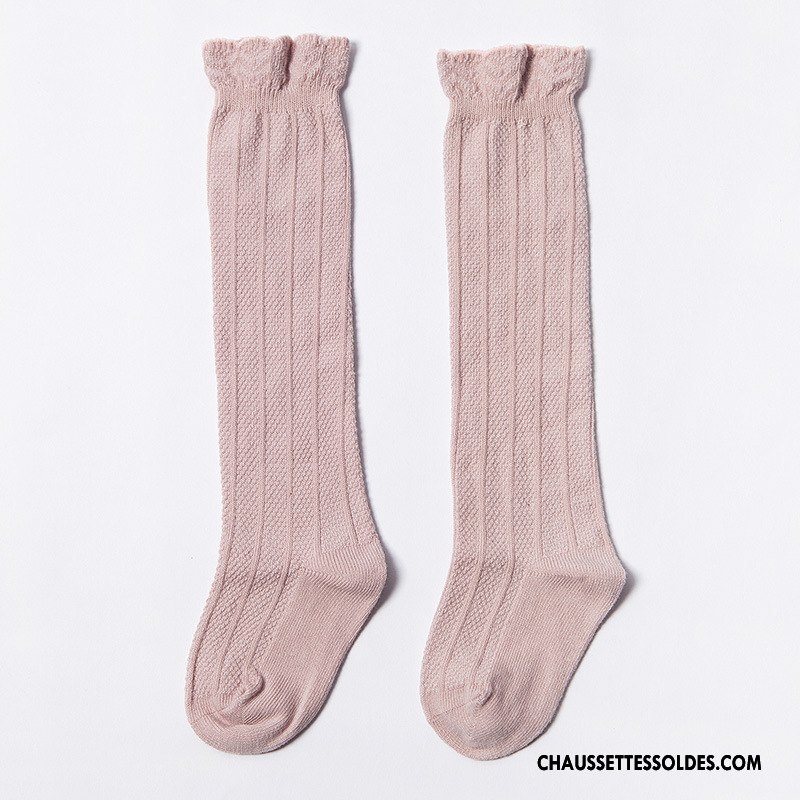 Chaussettes Longues Fille Enfant L'automne Bébé Coton Bio Bouche Libre Femme Rose Blanc