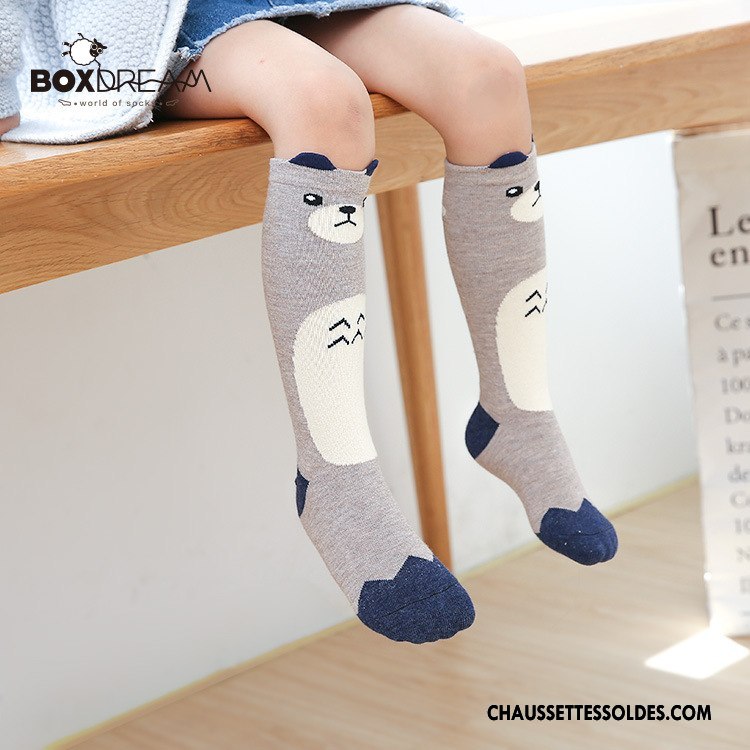 Chaussettes Longues Fille Enfant Le Nouveau Milieu Femme Printemps Dessin Animé Gris