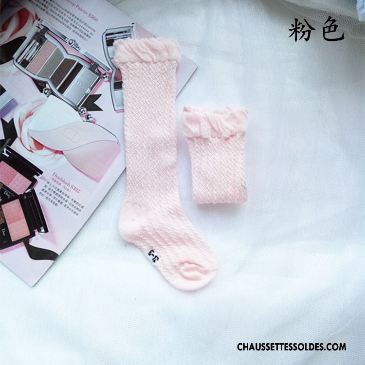 Chaussettes Longues Fille Enfant Légère Bébé Matelassé Chaussette Courte Engrener Rose
