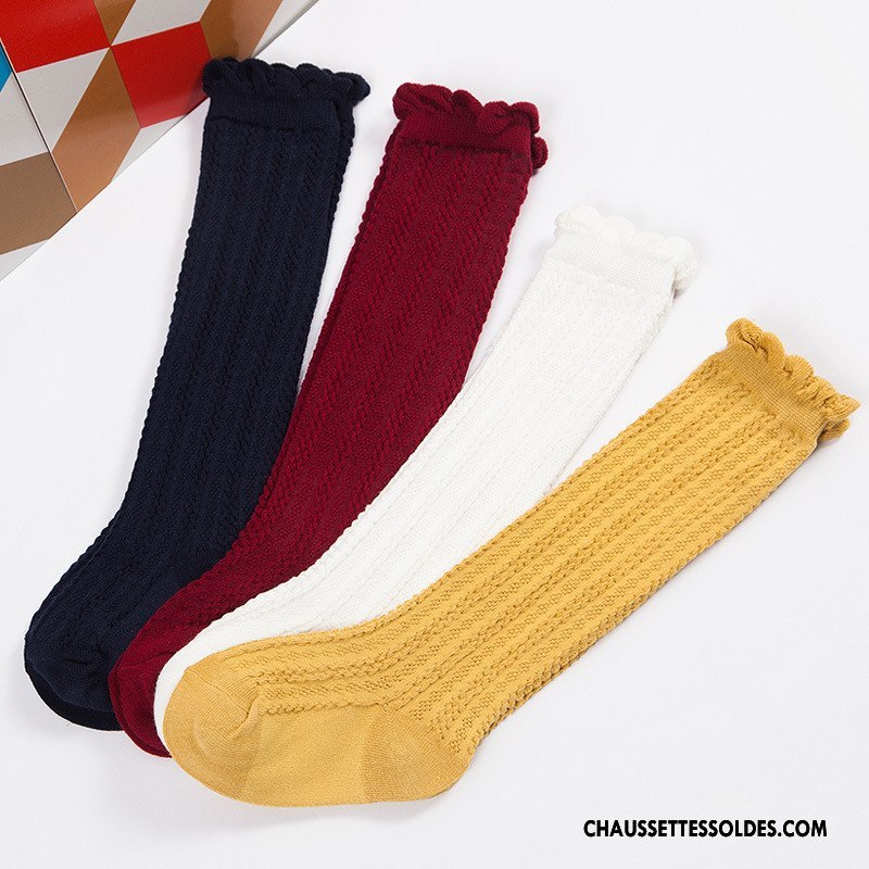 Chaussettes Longues Fille Enfant Matelassé Le Nouveau Homme Femme Genouillère Bordeaux Pure