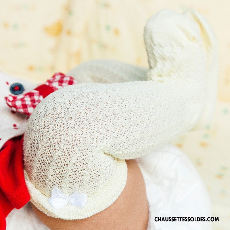 Chaussettes Longues Fille Enfant Papillon Bébé Légère Coton Bio Bouche Libre Blanc