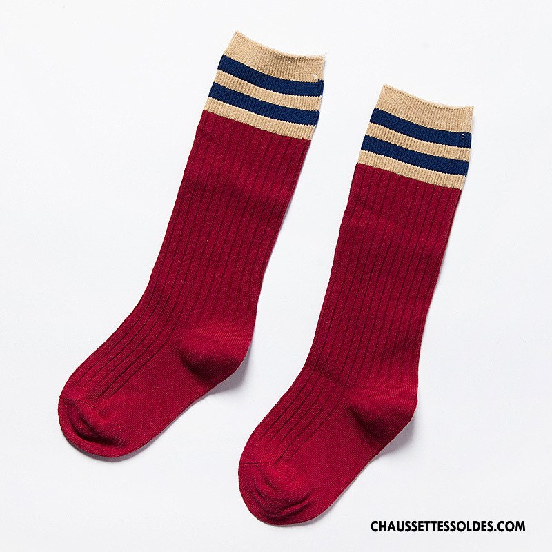 Chaussettes Longues Fille Enfant Printemps Long Stock Le Nouveau Été Matelassé Bordeaux