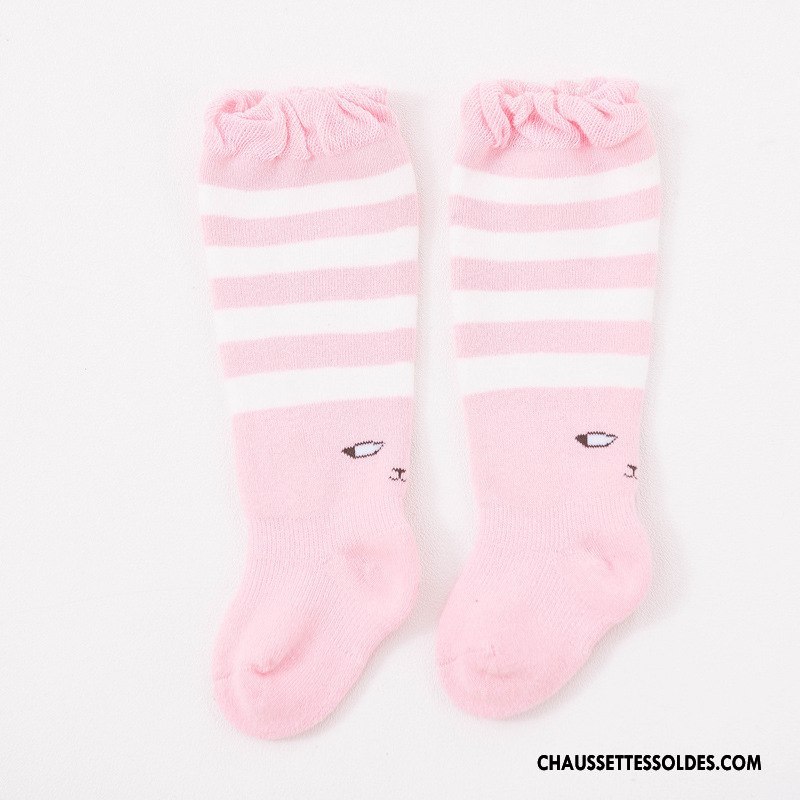 Chaussettes Longues Fille Enfant Thermiques 100% Coton Bébé Terry Renforcé Rose