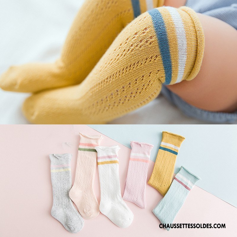 Chaussettes Longues Fille Engrener Bébé Été Gros Long Stock Bouche Libre Jaune