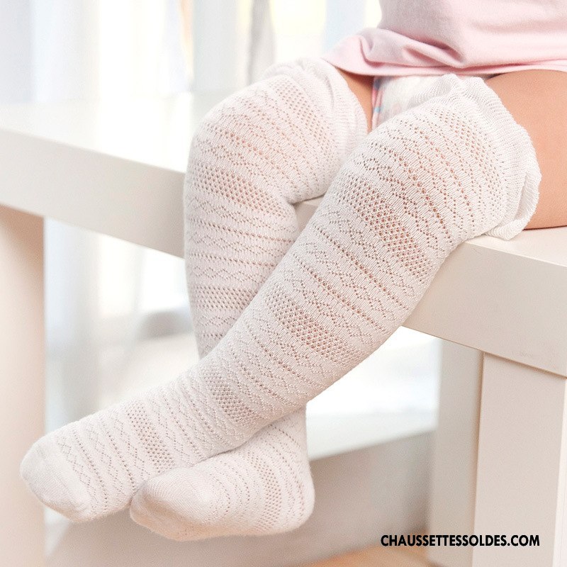 Chaussettes Longues Fille Engrener Bébé Été Long Stock Haute Légère Blanc