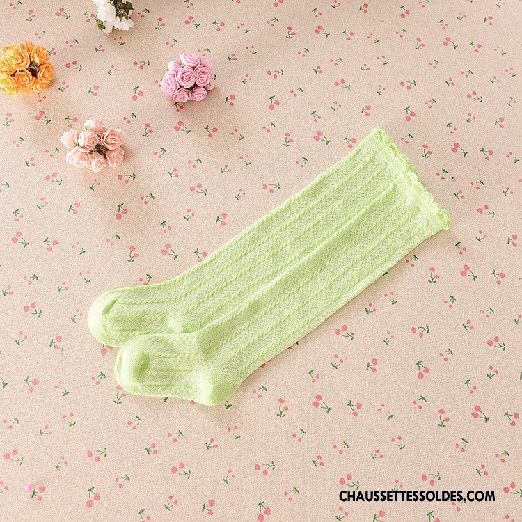 Chaussettes Longues Fille Fluide Doux Légère Haute Désign Bébé Chaussettes En Coton Pure Vert