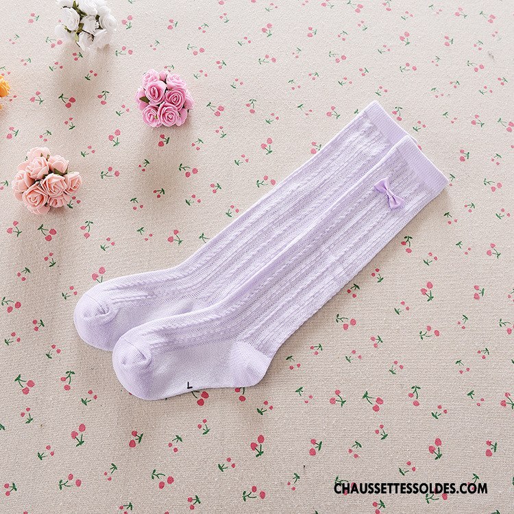 Chaussettes Longues Fille Haute Danse Papillon Fleurs Enfant Femme Violet