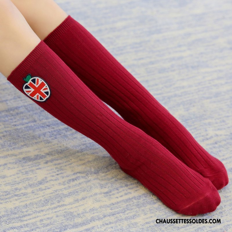 Chaussettes Longues Fille Haute Matelassé Femme Enfant Homme Le Nouveau Bordeaux