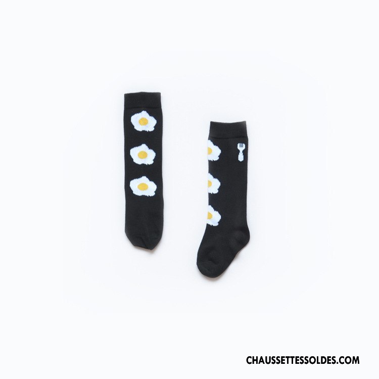 Chaussettes Longues Fille Le Nouveau Enfant Chaussettes En Coton L'automne Charmant Hiver Noir