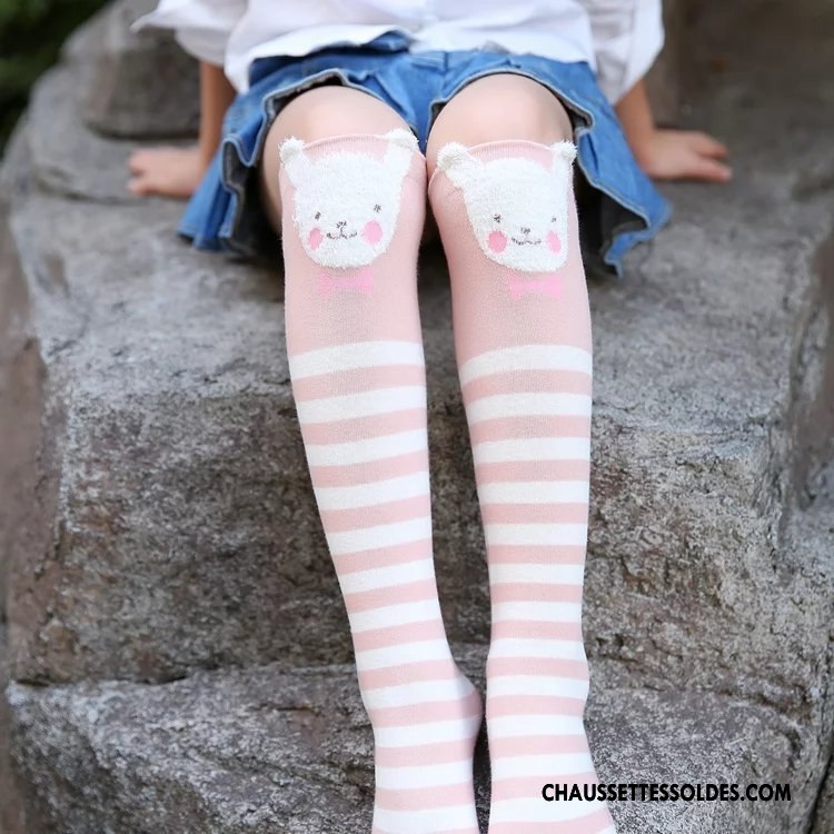 Chaussettes Longues Fille Matelassé Printemps Bébé L'automne Enfant Dimensionnel Rose