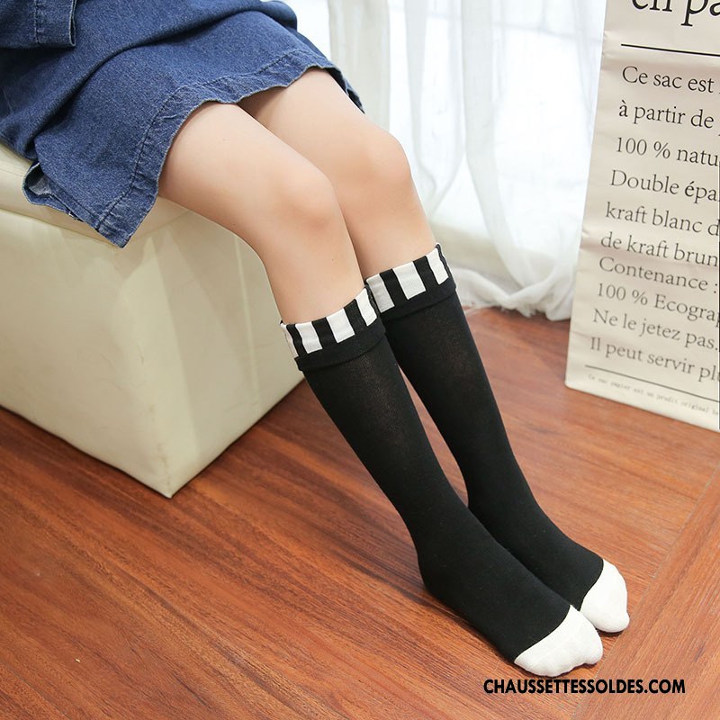Chaussettes Longues Fille Milieu Enfant Le Nouveau Multifonctions Élève Mode Noir