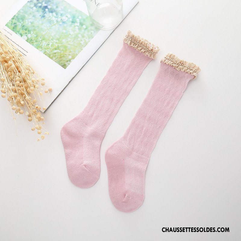 Chaussettes Longues Fille Milieu Enfant Manuel Dentelle Cuisse Fishnet Le Nouveau Rose