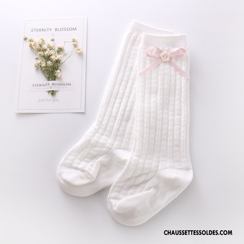 Chaussettes Longues Fille Milieu Enfant Papillon Printemps Petit Matelassé Blanc