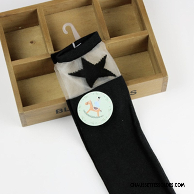 Chaussettes Longues Fille Nouveau Enfant Tendance Dentelle Milieu Épissure Noir