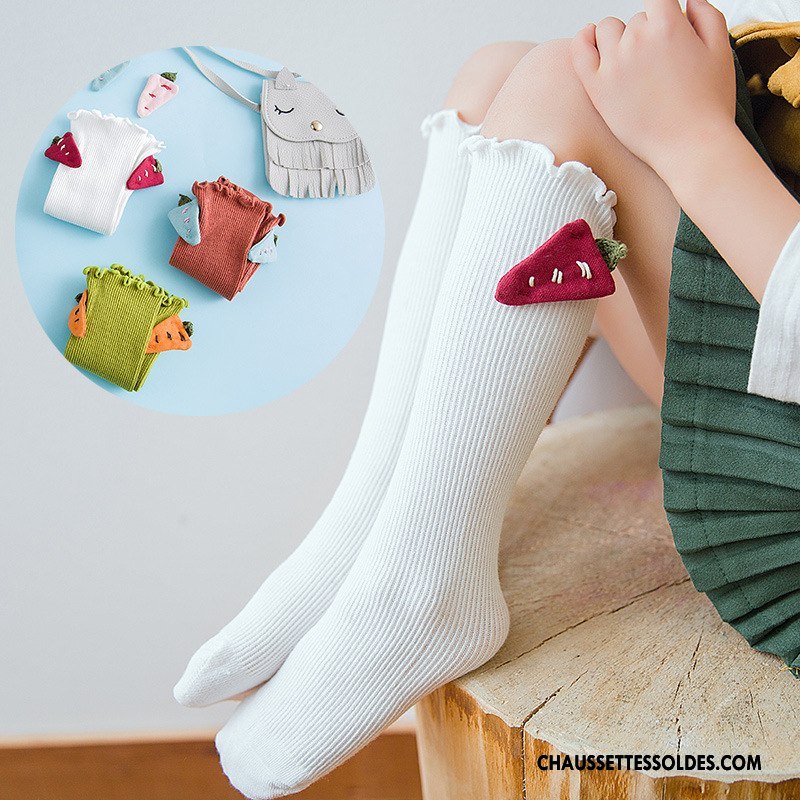 Chaussettes Longues Fille Rural Enfant Brodé Long Stock Charmant Femme Blanc