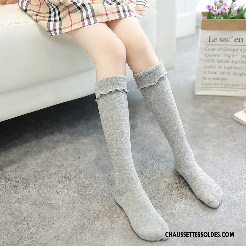 Chaussettes Longues Fille Thermiques L'automne Enfant Créatif Femme 100% Coton Gris