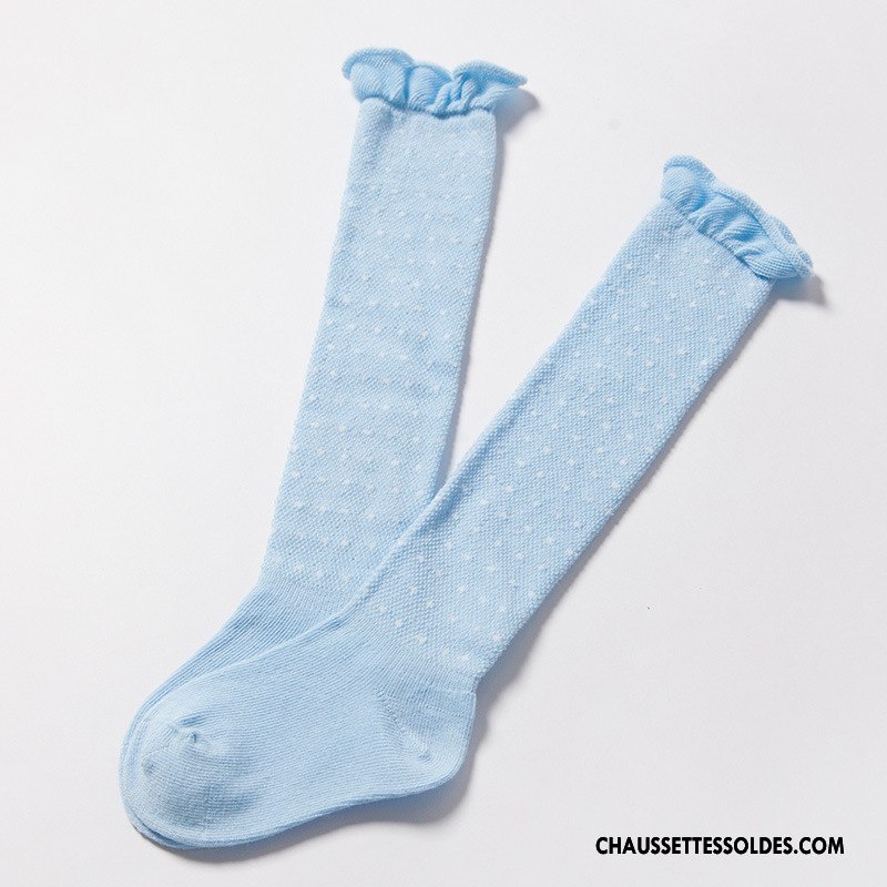 Chaussettes Longues Fille Été Bébé Engrener Légère Long Stock Haute Bleu