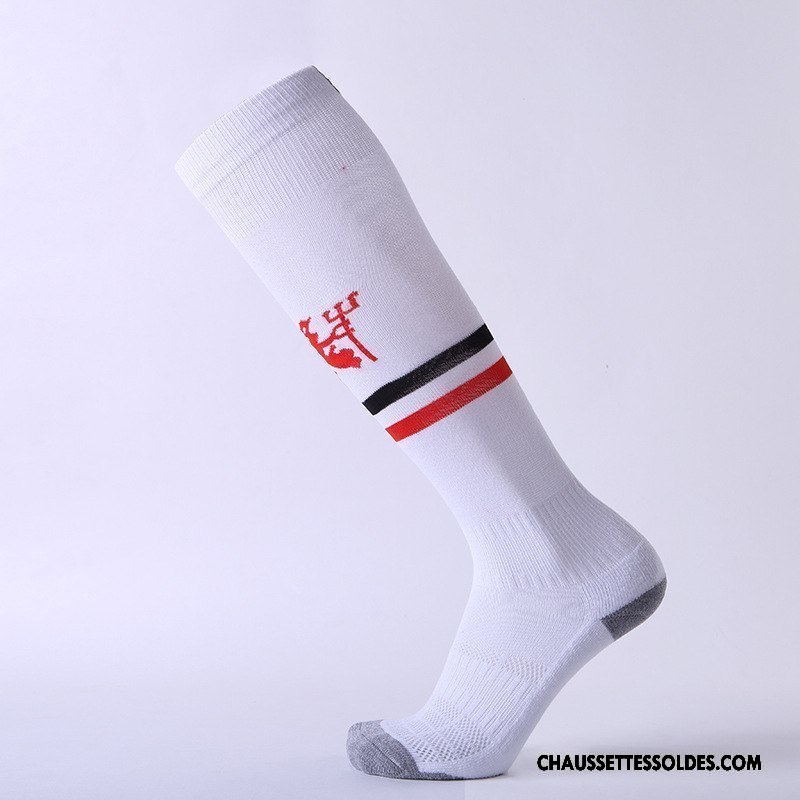 Chaussettes Longues Homme Adulte Mouvement Absorber La Sueur Porter Renforcé Antidérapant Blanc